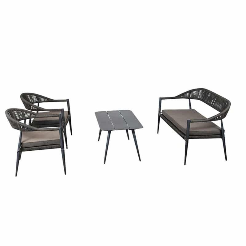 Ensemble Lounge Jonas Gris en corde et aluminium anthracite - Mobilier CHR