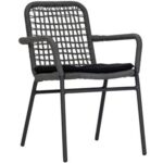 fauteuil Corvo corde tressée gris aluminium terrasse restaurant