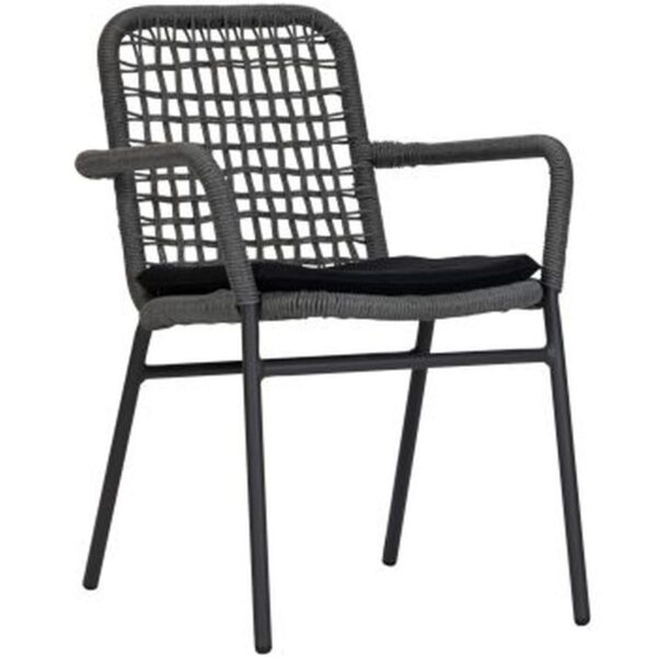 fauteuil Corvo corde tressée gris aluminium terrasse restaurant