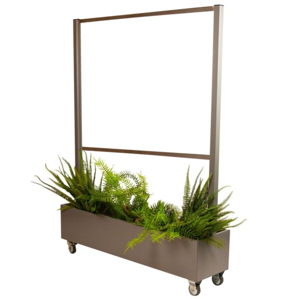 Séparateur de terrasse beige professionnel mobile 1,5 m avec verre – cloison extérieure CHR