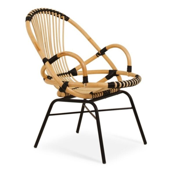 Chaise bistrot Arco en rotin naturel et ligature noire