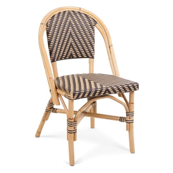 Chaise bistrot café et crème Dante – chaise parisienne en rotin naturel pour usage professionnel