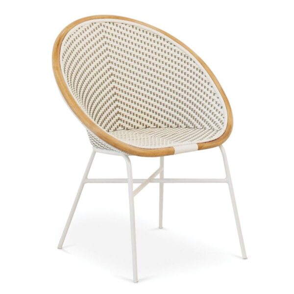 Chaise bistrot luna rotin naturel tressage blanc et gris - intérieur professionnel