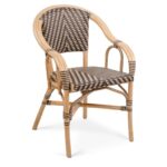 Fauteuil bistrot café et crème Dante – rotin naturel tressé pour usage professionnel