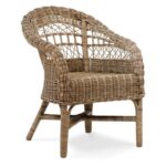 Fauteuil en abaca gris – mobilier naturel pour intérieur ou terrasse abritée