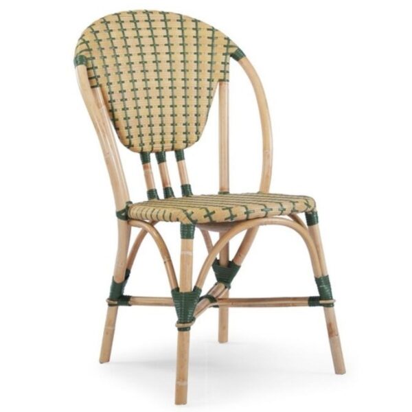 Chaise bistrot Athena en rotin naturel avec tressage synthétique, modèle bistrot professionnel