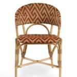 Chaise bistrot Kyoto en rotin naturel avec tressage rouge et beige, modèle professionnel pour restaurant