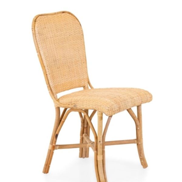 Chaise bistrot Sevilla en rotin naturel avec assise rembourrée, modèle bistrot pour restaurants