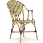 Fauteuil bistrot Athéna en rotin naturel avec accoudoirs, modèle bistrot professionnel