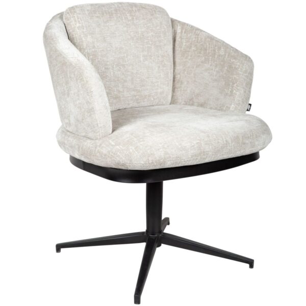 Fauteuil restaurant Livo blanc en jacquard chenille avec piètement métal noir