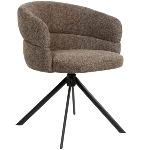 Fauteuil baquet marron Hugo avec assise tapissée et piètement métal noir pivotant - Mobilier restaurant