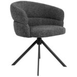 Fauteuil baquet gris Hugo avec assise tapissée et piètement métal pivotant - Mobilier restaurant