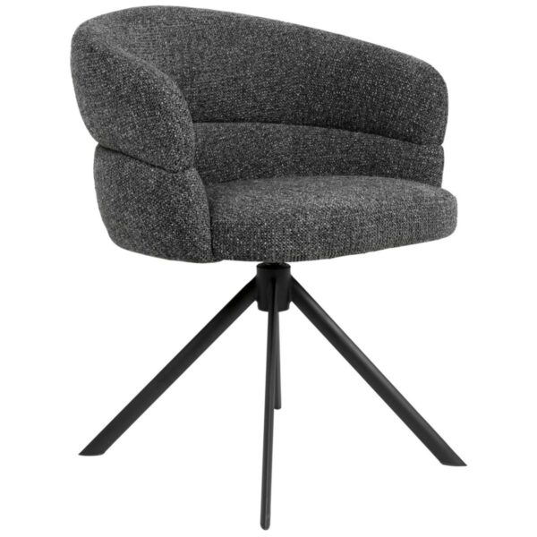 Fauteuil baquet gris Hugo avec assise tapissée et piètement métal pivotant - Mobilier restaurant