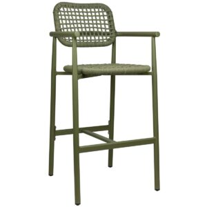 Tabouret de bar charles vert en aluminium et cordes. Une assise élégante pour bars et terrasses professionnelles.