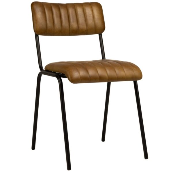 Chaise de restaurant cognac Janson en cuir rembourré avec structure en métal