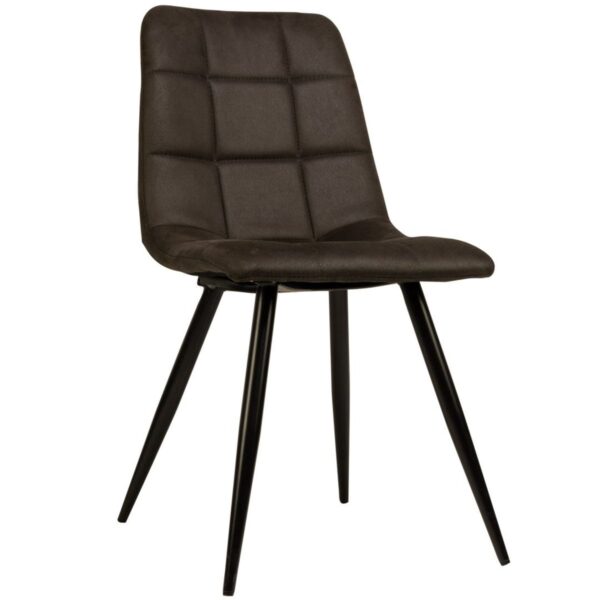 Chaise de restaurant Laura anthracite avec assise rembourrée et piètement métal noir