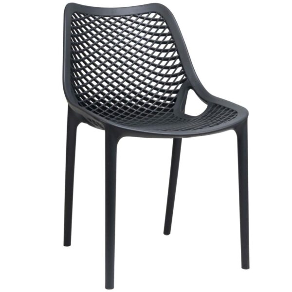 Chaise de terrasse grise Claire en polypropylène empilable extérieur CHR