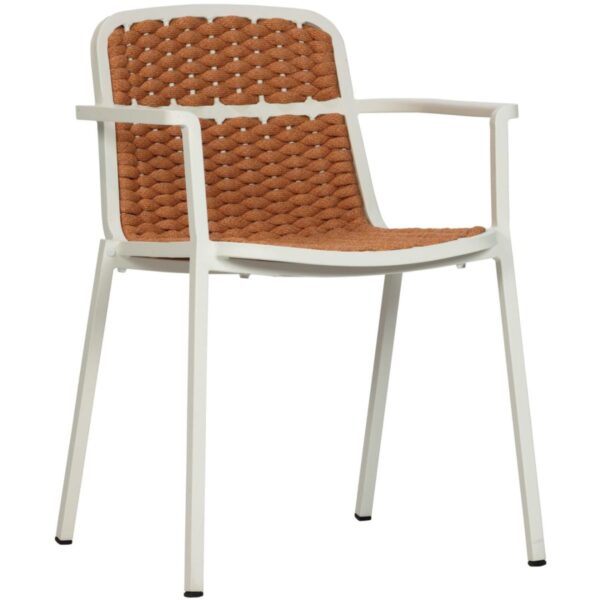 Chaise de terrasse Terra noire en aluminium avec assise en corde textilène, empilable, pour café et restaurant