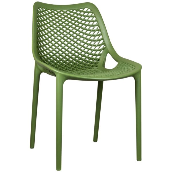 Chaise de terrasse verte Claire en polypropylène empilable extérieur