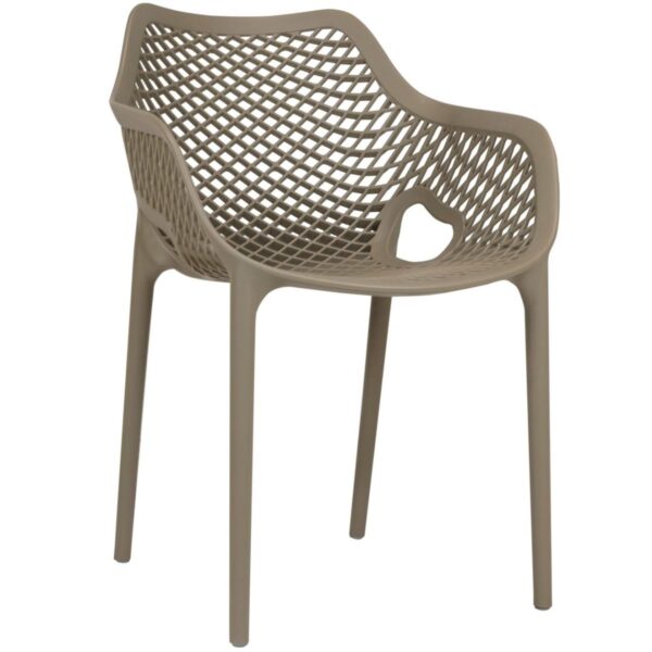 Fauteuil de terrasse beige Claire en polypropylène ajouré empilable