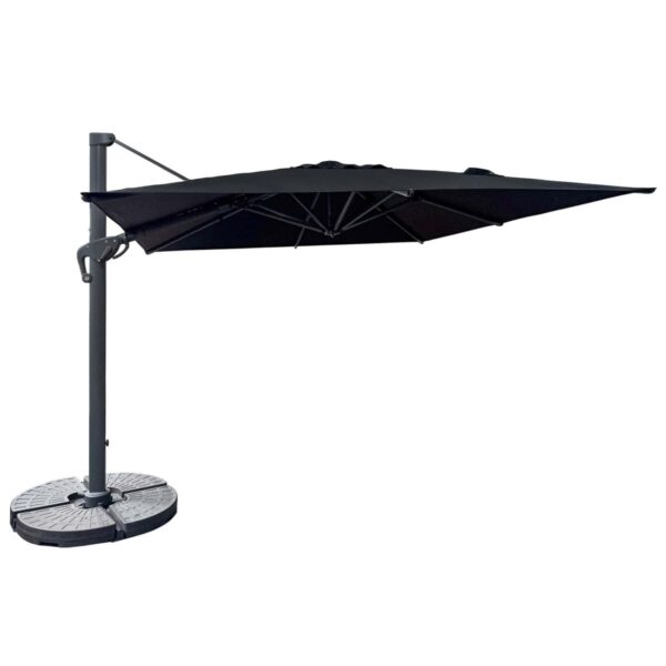 Parasol déporté 3x3 Alto noir noir en aluminium pour terrasse extérieure