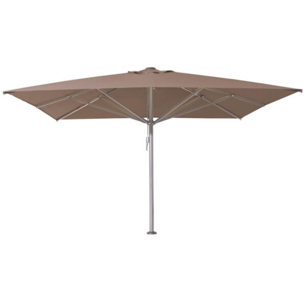 Parasol droit 400x400 Lina taupe en aluminium avec toile polyester pour terrasse extérieure