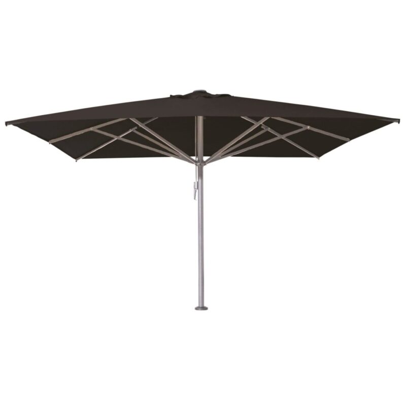 Parasol droit 400x400 Lina noir en aluminium avec toile polyester pour terrasse extérieure