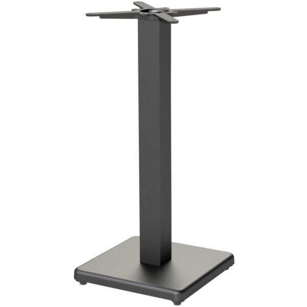 Pied de table ATLAS bar noir en fonte avec base carrée, piètement central hauteur bar pour table de restaurant et mobilier CHR intérieur