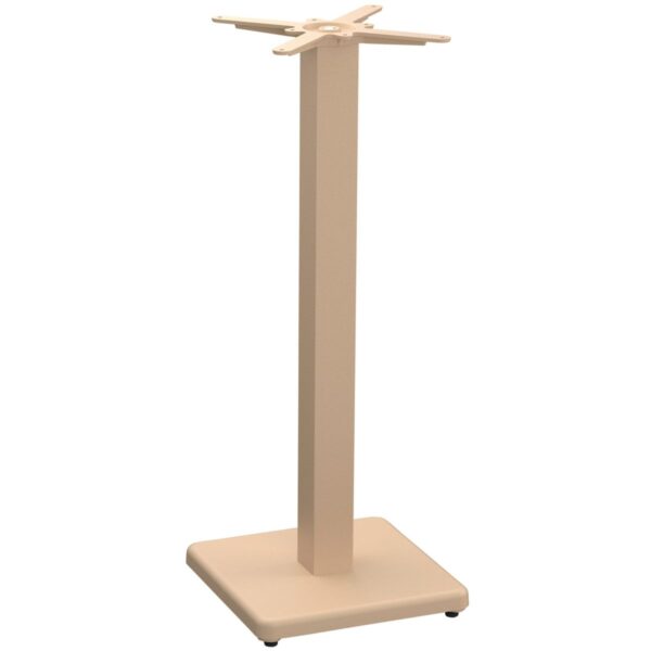 Pied de table bar ATLAS beige, base carrée, piètement central hauteur bar pour table de restaurant et mobilier CHR intérieur