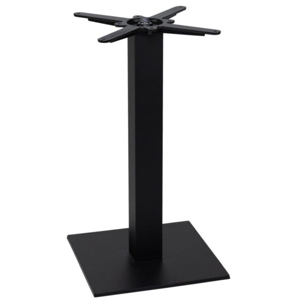 Pied de table Ripa Noir en métal avec base carrée 40x40 et fixation en croix pour plateau jusqu’à 80x80 cm