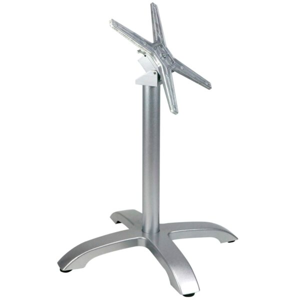 Pied de table LAVIS en aluminium argent pour table extérieure de restaurant, piètement pliant pour mobilier CHR