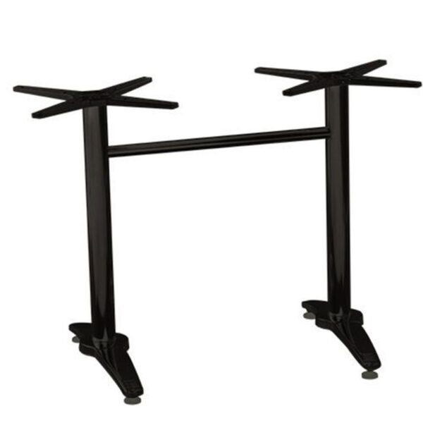 Pied de table Duo MILAN en aluminium argent pour table extérieure rectangulaire de restaurant, piètement double pour mobilier CHR