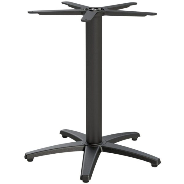 Pied de table 5 branches MILAN en aluminium noir pour table extérieure de restaurant, piètement stable pour mobilier CHR