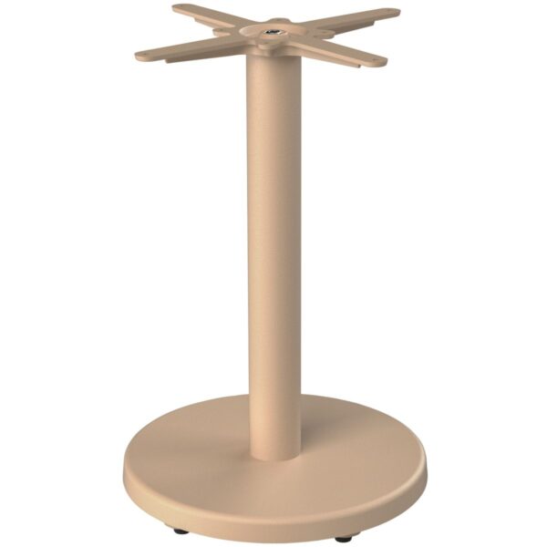 Pied de table ORION beige en fonte avec base ronde, piètement central pour table de restaurant et mobilier CHR intérieur