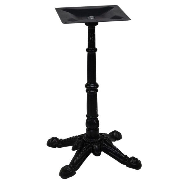 Pied de table Paris Noir en fonte avec base à quatre pieds et fixation en croix pour plateau jusqu’à 70x70 cm