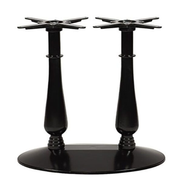 Pied de table Vienne Double Noir en fonte avec base ovale 76x45 et fixation en croix pour plateau jusqu’à 140x80 cm