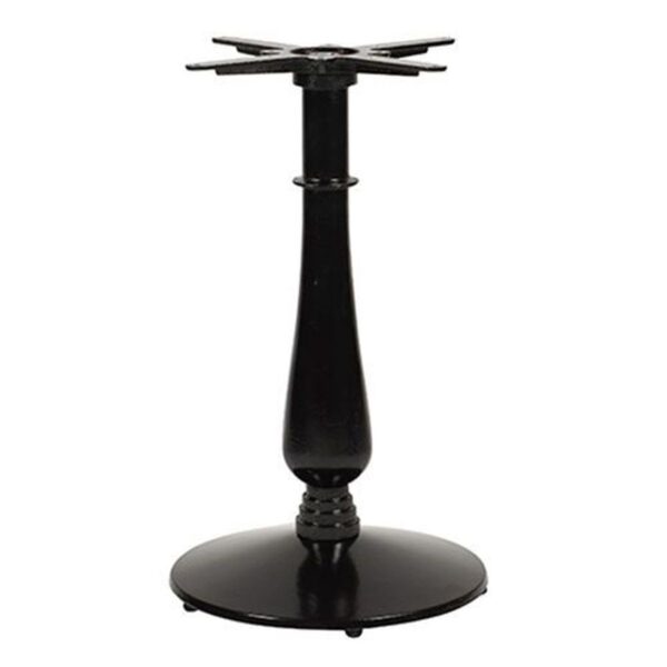 Pied de table Vienne Noir en fonte avec base ronde Ø43 et fixation en croix pour plateau jusqu’à Ø80 cm
