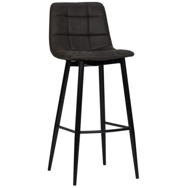 Tabouret de bar Laura noir avec assise tapissée et piètement métal noir pour restaurant