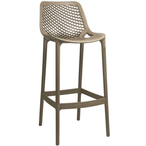Tabouret de terrasse beige Claire en polypropylène avec dossier extérieur CHR