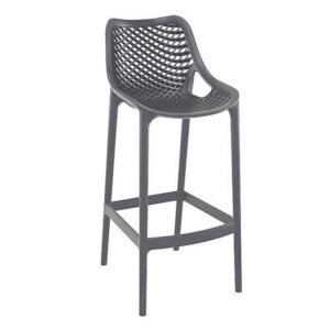 Tabouret de terrasse gris Claire en polypropylène avec dossier extérieur