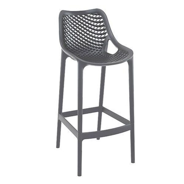 Tabouret de terrasse gris Claire en polypropylène avec dossier extérieur