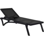 Transat piscine Sirocco noir en résine et textile - Mobilier CHR