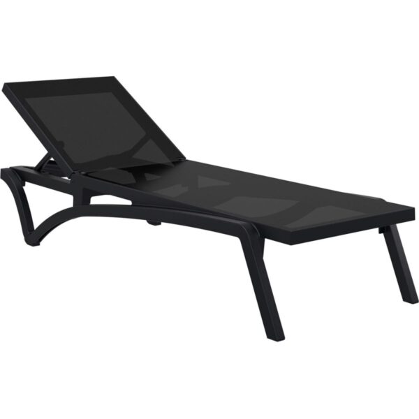 Transat piscine Sirocco noir en résine et textile - Mobilier CHR