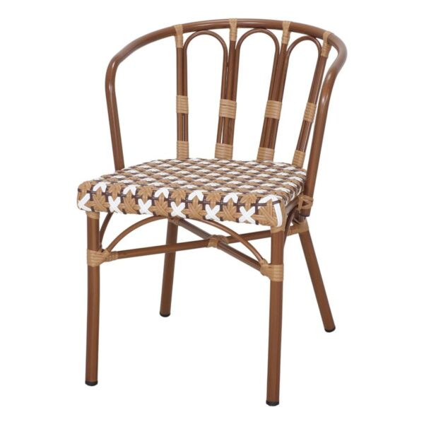 chaise bistrot apolline rotin synthétique extérieur effet bambou empilable tressage bicolore