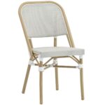 Chaise bistrot Mathilde textilène blanc gris aluminium effet bambou terrasse restaurant