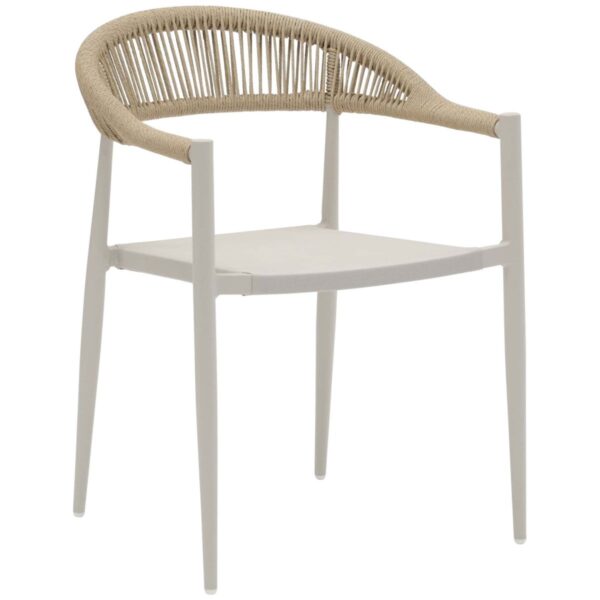 Fauteuil de terrasse Jonas – blanc en aluminium et textièle empilable pour cafés & restaurants.