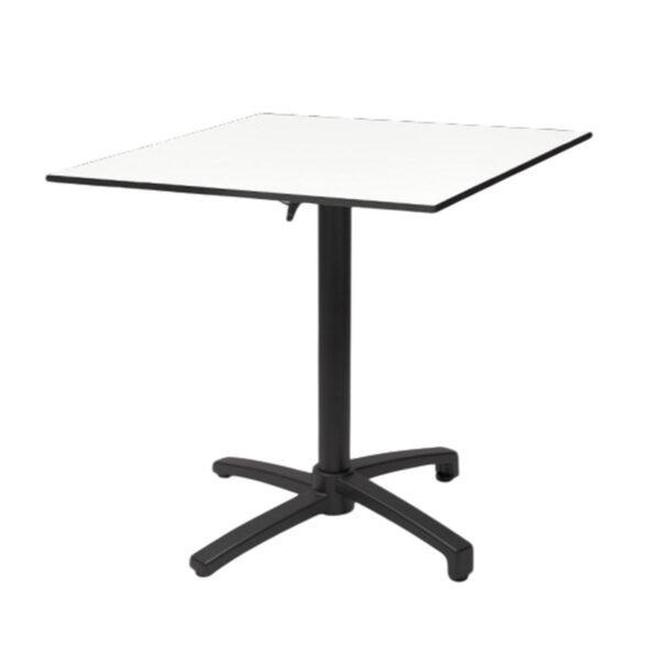 Table restaurant pliante 70x70 blanche avec plateau HPL et structure aluminium