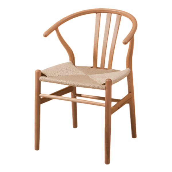 Chaise de restaurant bois Elva naturel avec assise en corde tressée