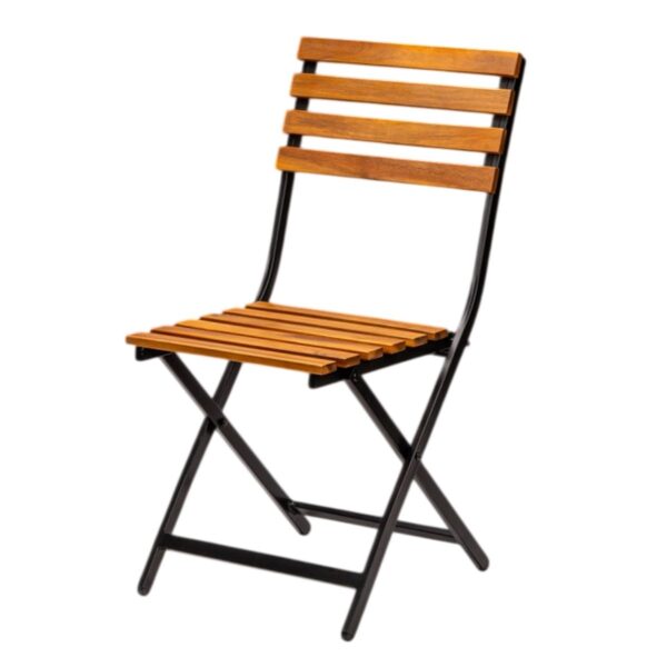 Ensemble table et 2 chaises pliantes Eris en acier et bois pour terrasse de restaurant