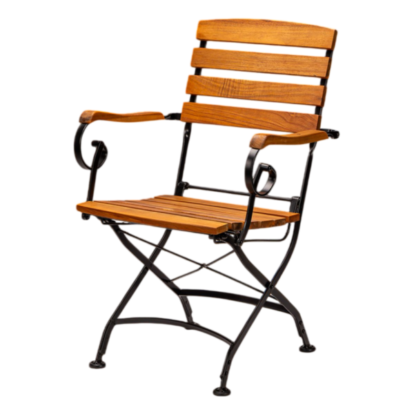 Fauteuil bois pliable Clara – terrasse restaurant acier acacia